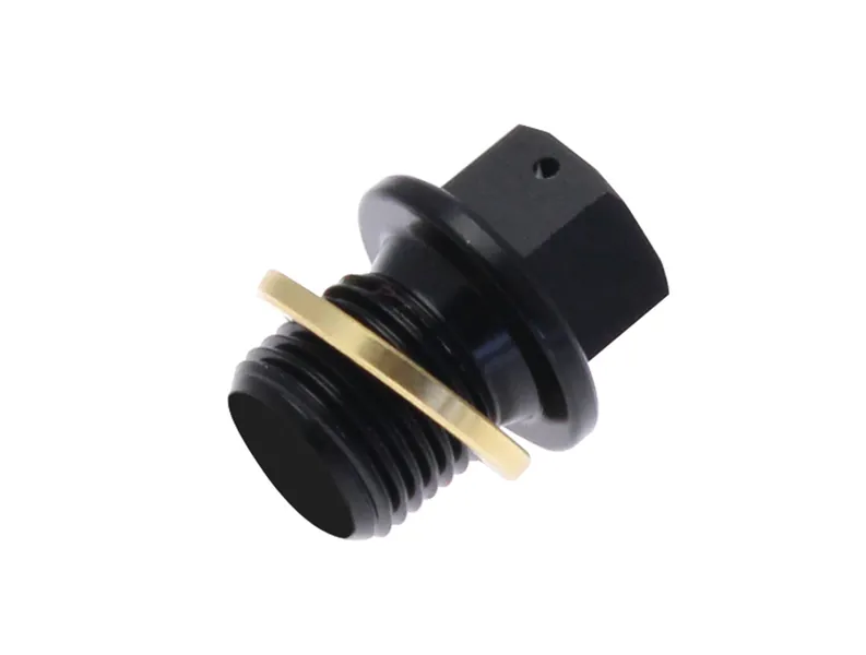 Tapón de vaciado de aceite TECNIUM no magnético alu negro M10 x 1,25 x 14