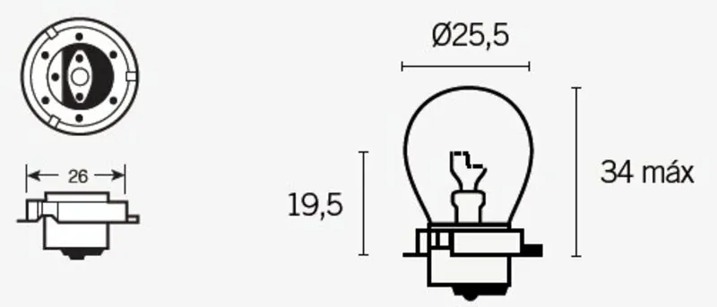 Lámpara TECNIUM SB25 12V 15W - 10 uds