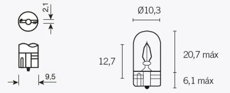 Lámpara TECNIUM T10 12V 3W - 10 uds