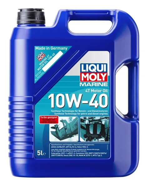 Garrafa 5L aceite Liqui Moly 4T Marine HC sintético 10W-40 ACEA A3, ACEA B4/E7, API CI-4/S