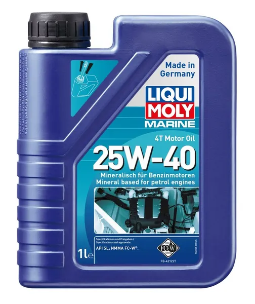 Botella 1L aceite de motor 4T marine mineral Liqui Moly 25W-40 API SL, NMMA FC-W®