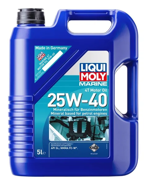 Garrafa 5L aceite de motor 4T marine mineral Liqui Moly 25W-40 API SL, NMMA FC-W®