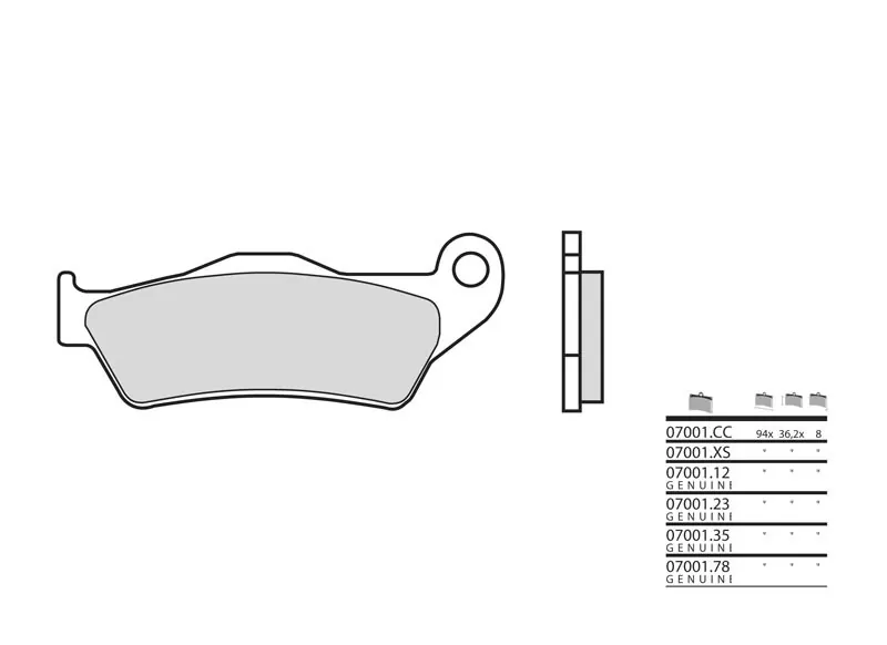 Pastillas de freno sinterizadas Brembo 07001XS