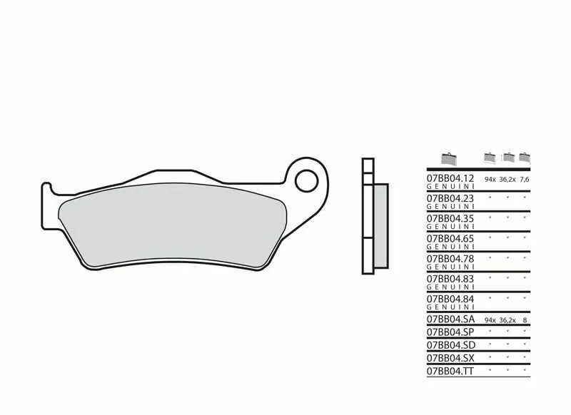 Pastillas de freno sinterizadas Brembo 07BB04SA