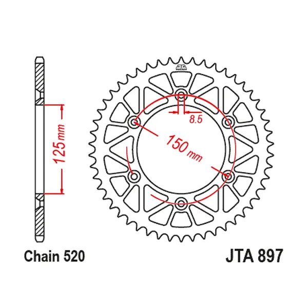 Corona Jt Racelite Color Negro JTA897.48BLK - Imagen 2