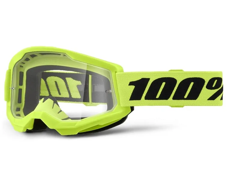 Gafas 100% Strata 2 Amarillo Fluor - Lente Transparente
