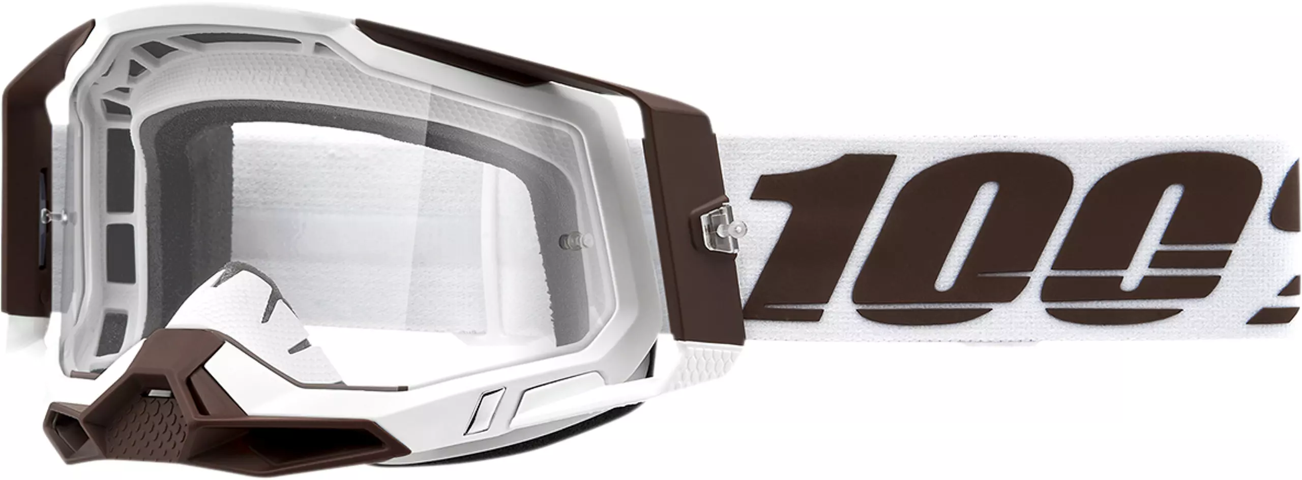 Gafas 100% Racecraft 2 Snowbird color blanco/marrón dorado cristal de espejo