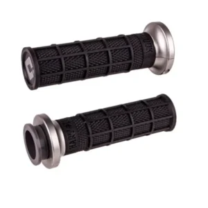 Juego de puños completos ODI V-Twin Lock-on™ Hart-Luck Signature TBW (acelerador por cable) - Harley Davidson (08-) Metalilzado