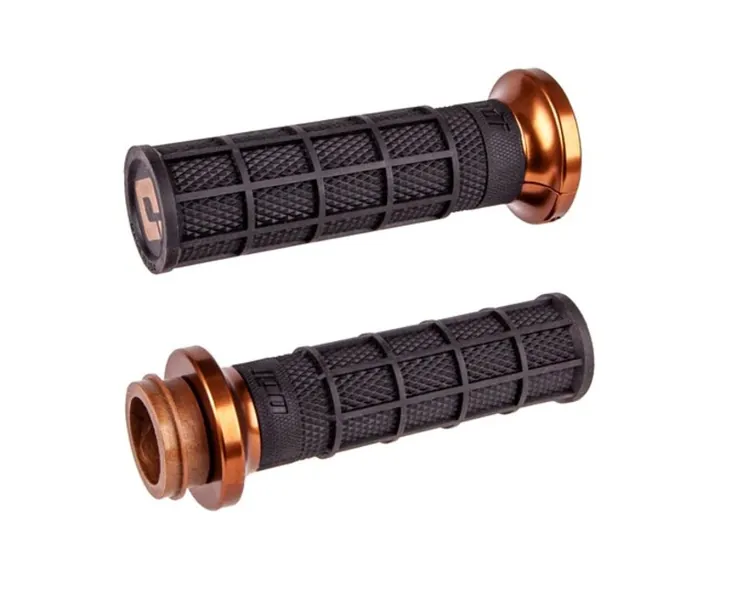 Juego de puños completos ODI V-Twin Lock-on™ Hart-Luck Signature TBW (acelerador por cable) - Harley Davidson (08-) Bronce