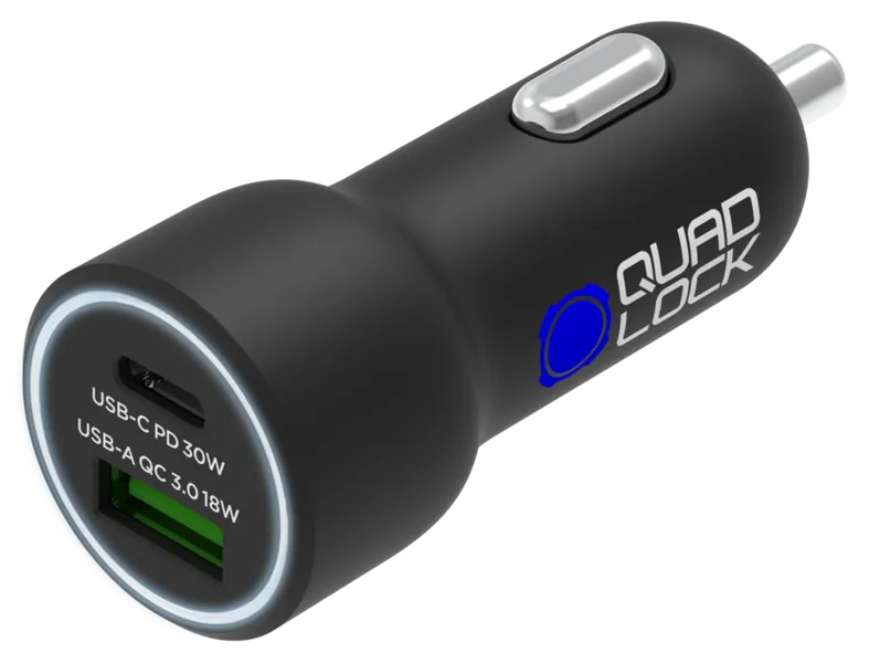 Cargador para mechero QUAD LOCK doble USB (C+A) 48W